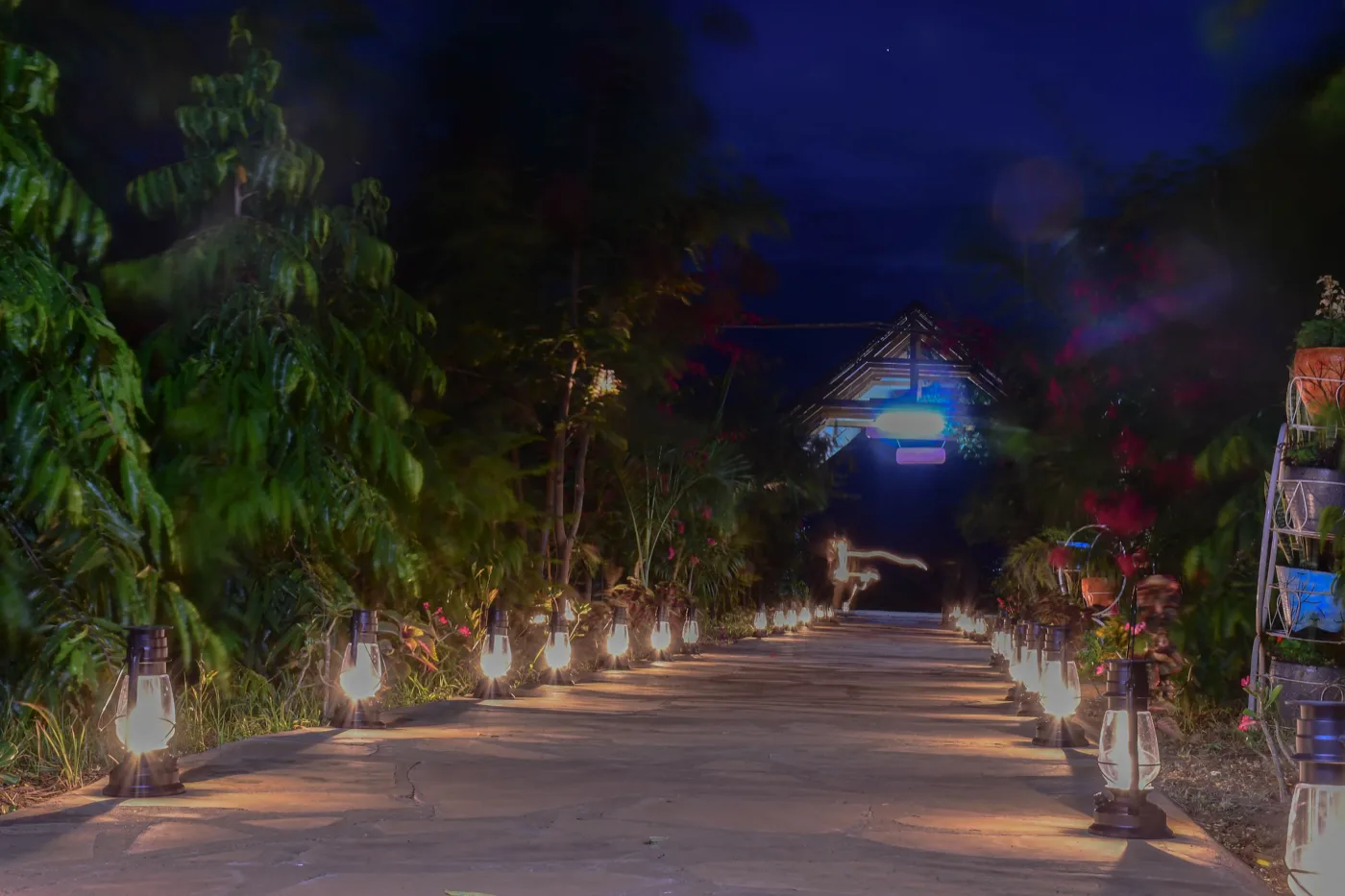 Night pathway at Sungura Safari Camp, Amboseli